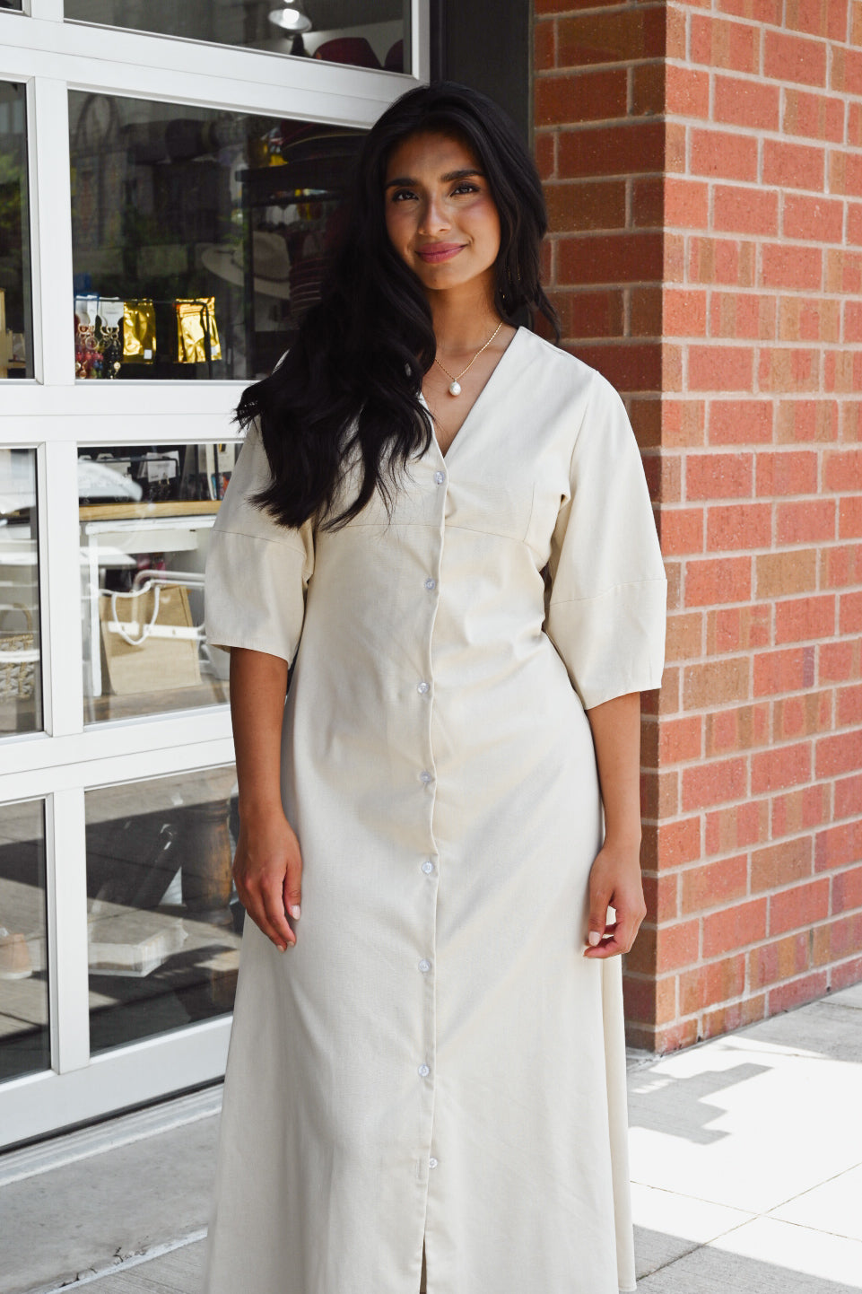 Isela Barrel Sleeve Midi Dress