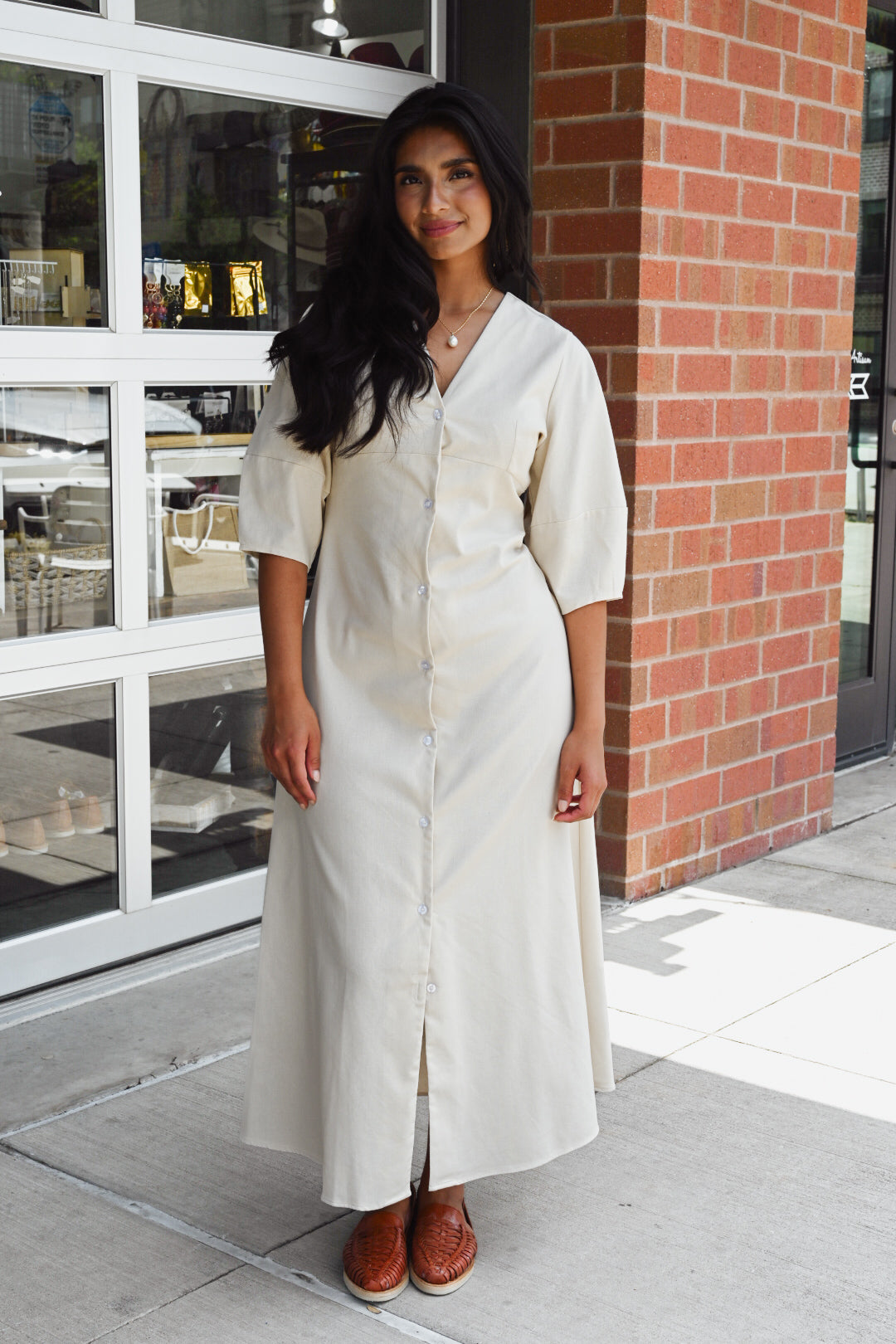 Isela Barrel Sleeve Midi Dress