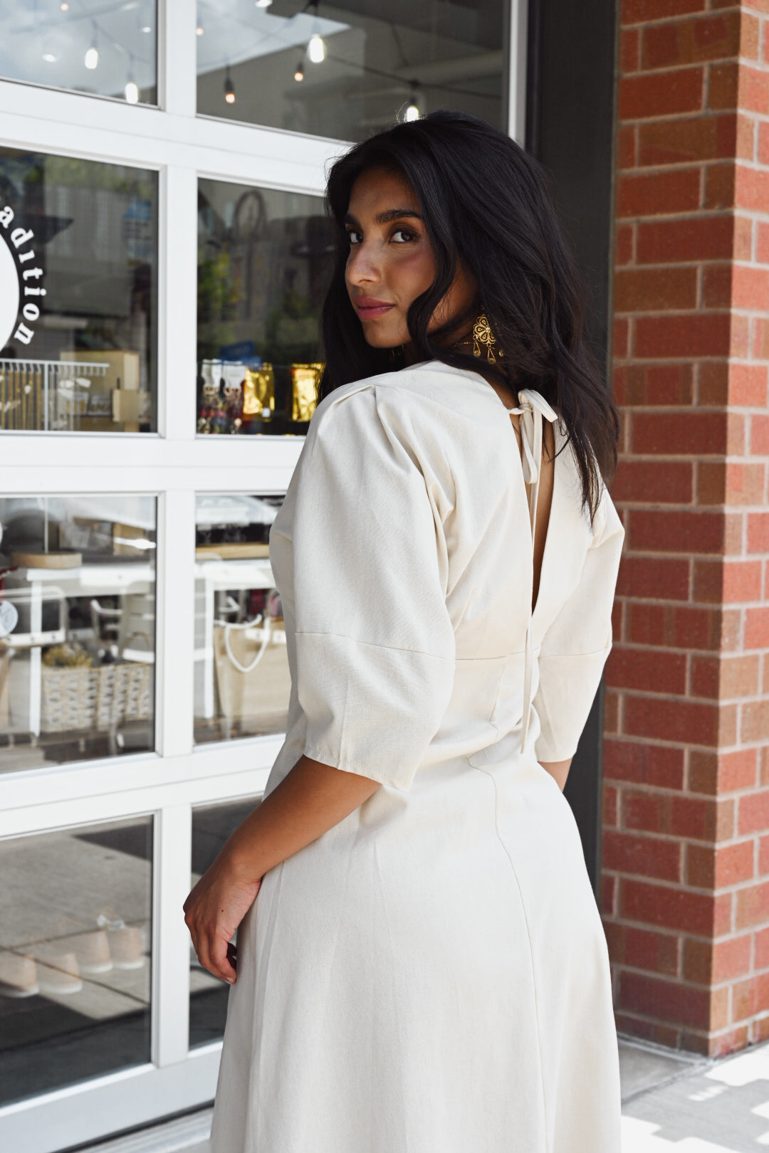Isela Barrel Sleeve Midi Dress