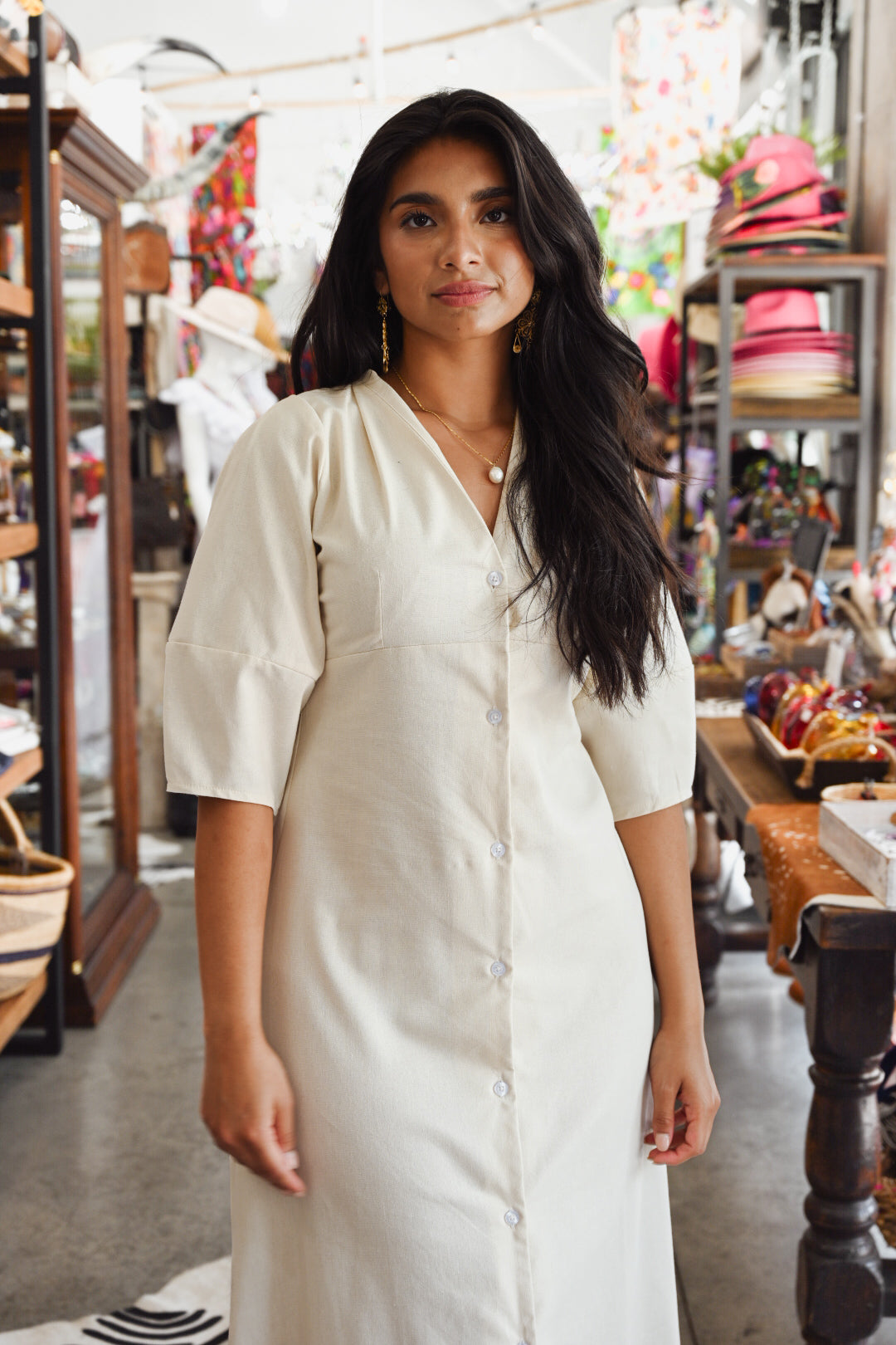 Isela Barrel Sleeve Midi Dress