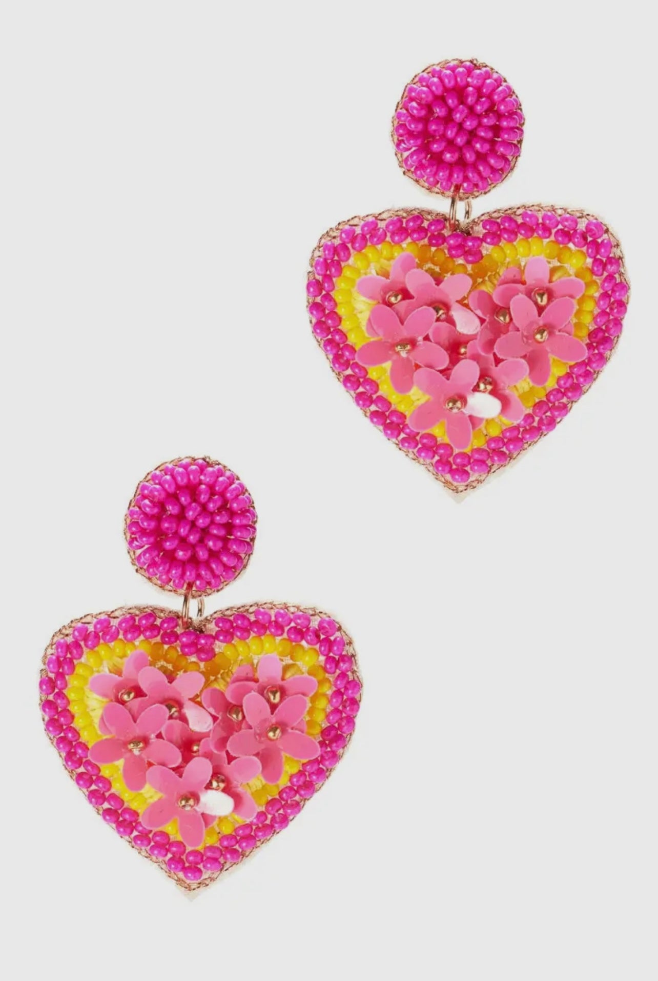Sweetheart Beaded Heart Post Earrings