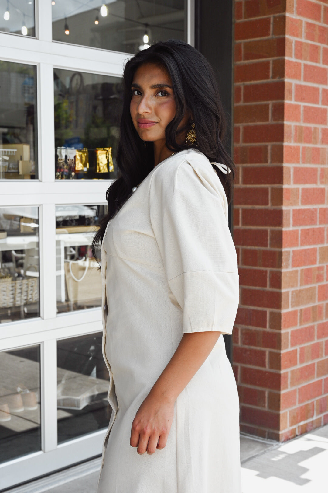 Isela Barrel Sleeve Midi Dress
