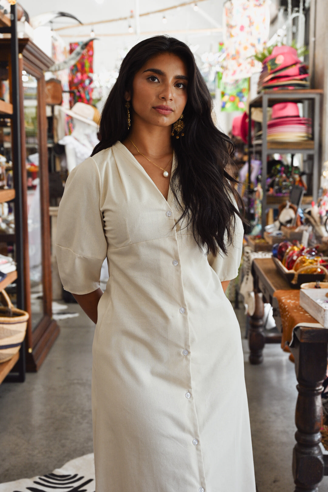 Isela Barrel Sleeve Midi Dress