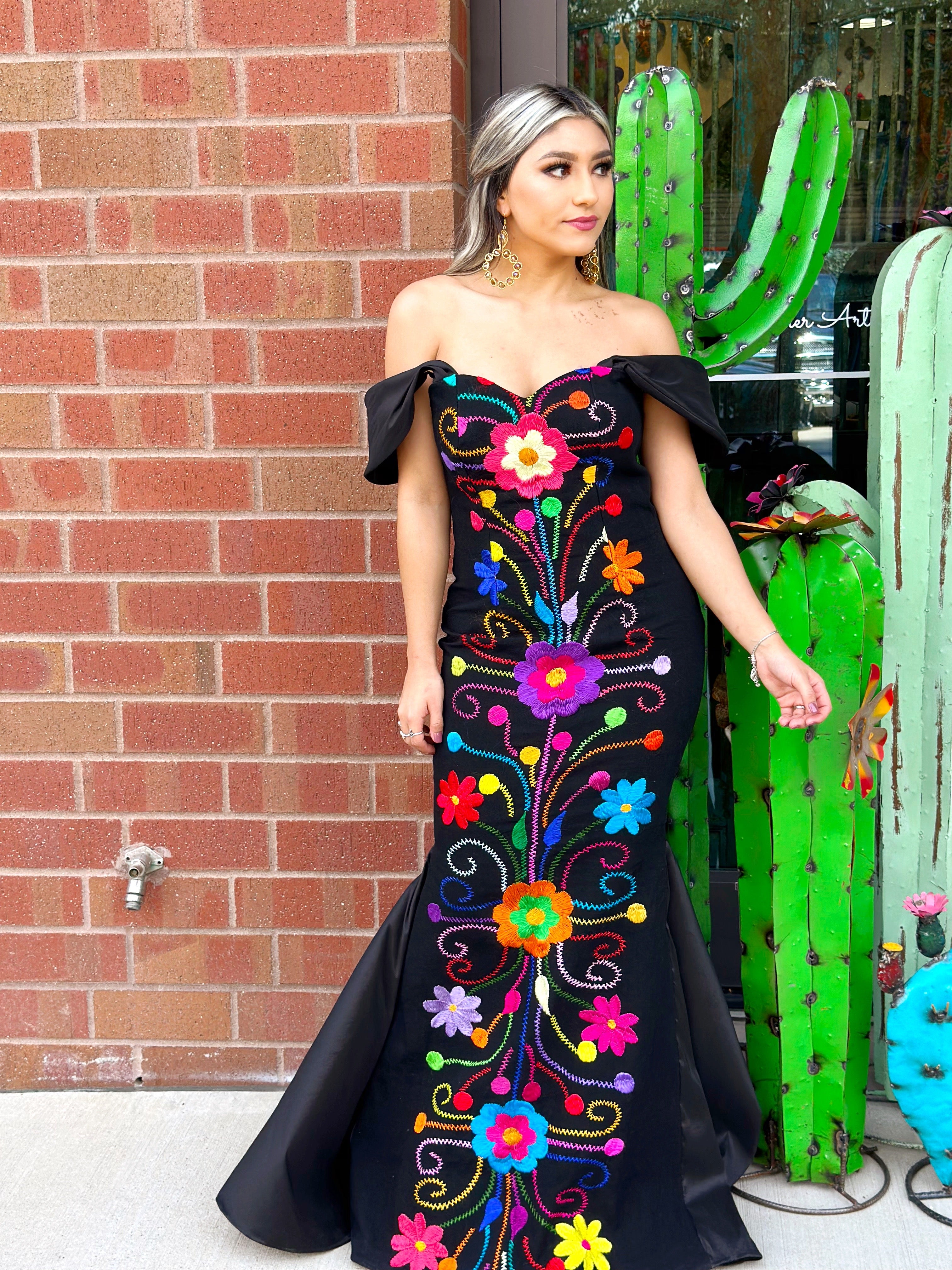 mexican embroidered mermaid dress