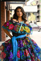 Triple Lace Professional Dress - Blue Silk