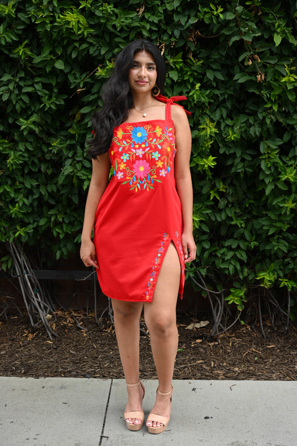 Pétalo Slit Dress - Red