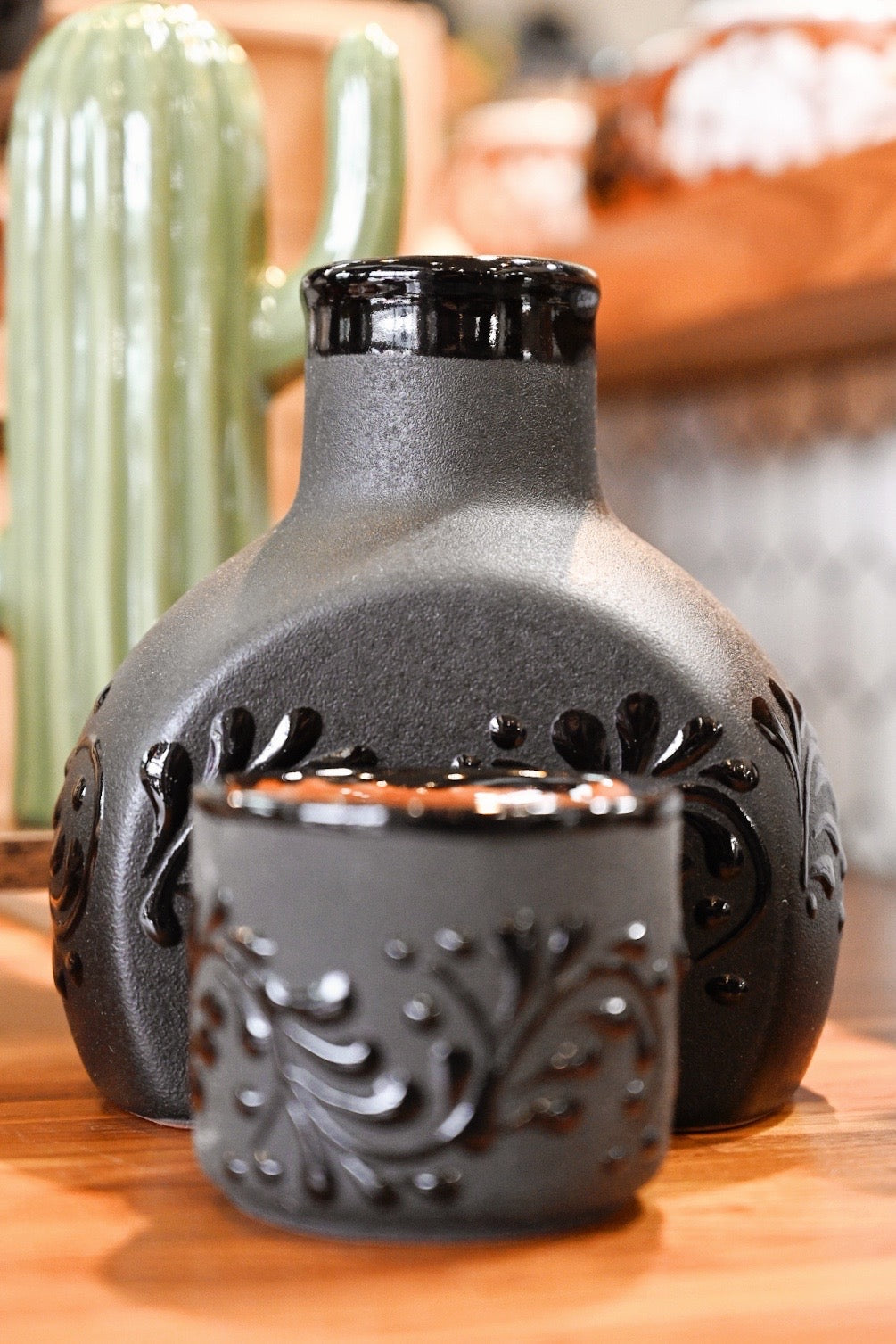 Black Talavera Carafe