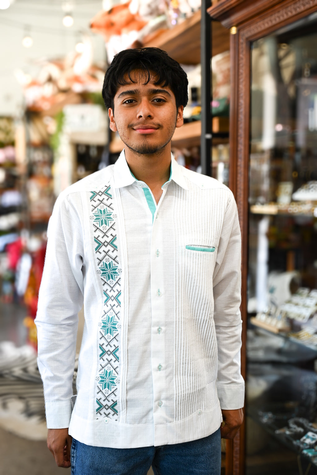 Aztec Long Sleeved Shirt - Aqua