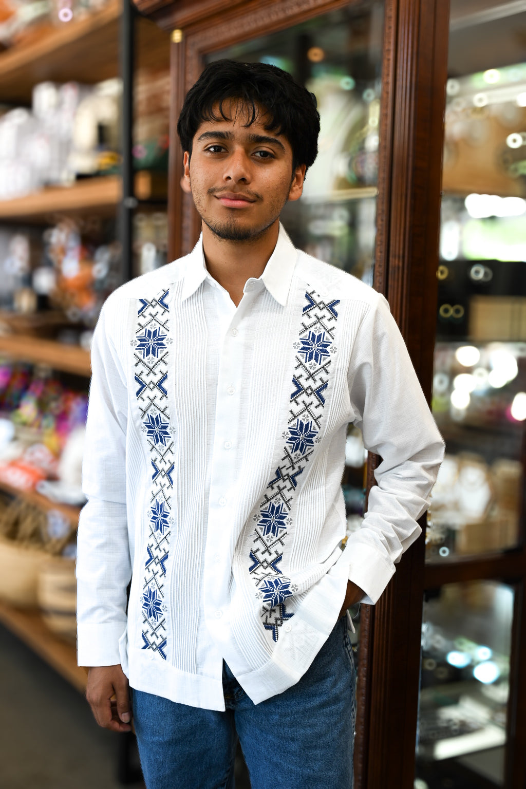 Aztec Long Sleeved Shirt - Blue