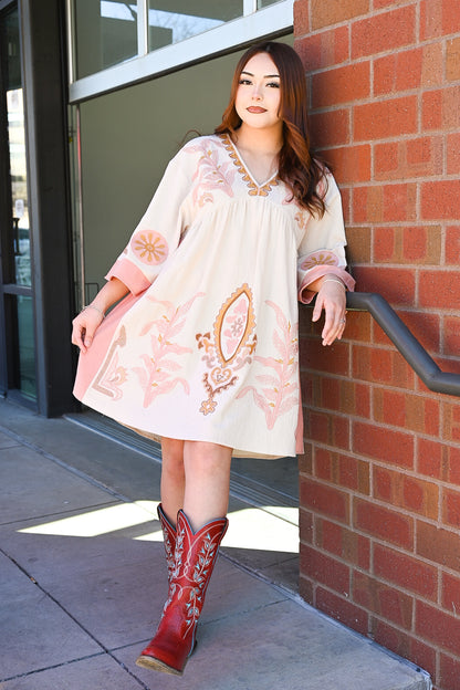 Blushing Rose Oversized Boho Dress