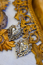Silver Sacred Heart Earrings