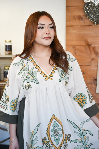 Earthy Sage Oversized Boho Dress