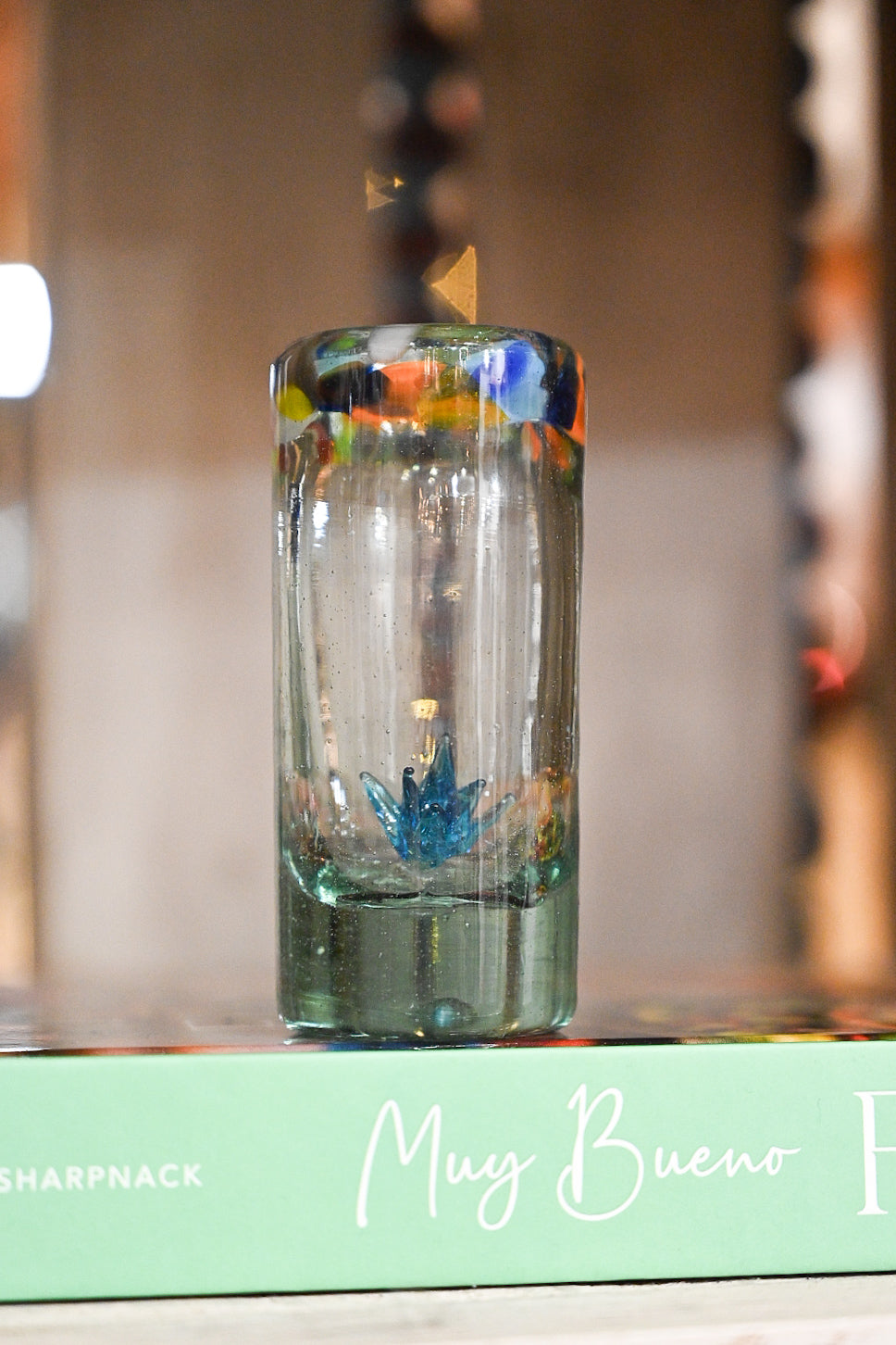 Hand Blown Confetti Agave Shot Glass