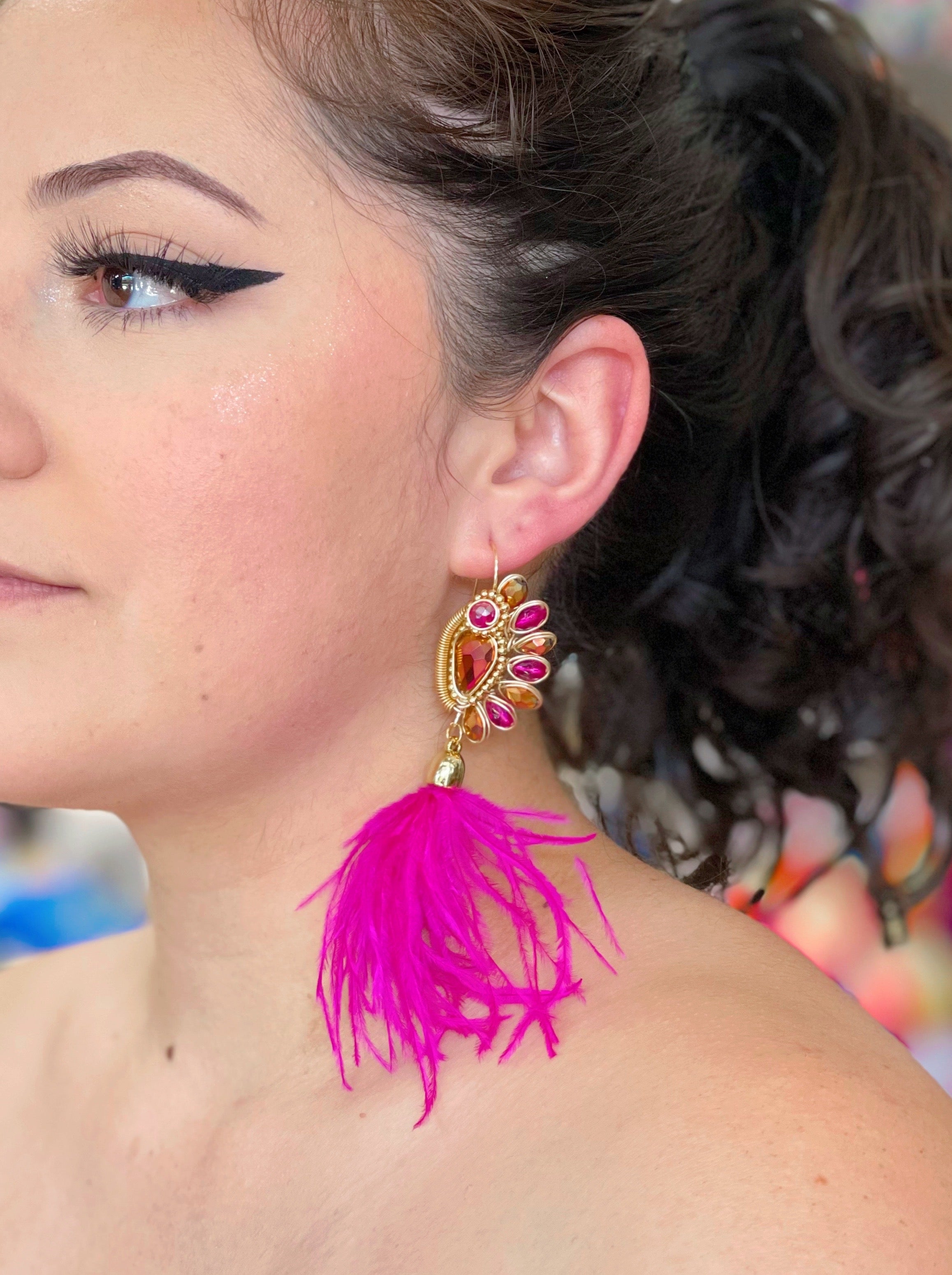 Feathered Crystal Earrings
