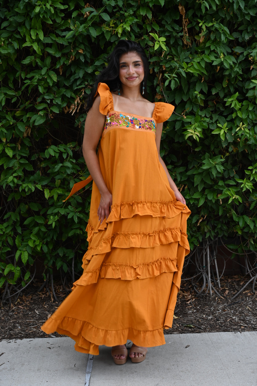 Tolima Ruffle Maxi Dress TRA