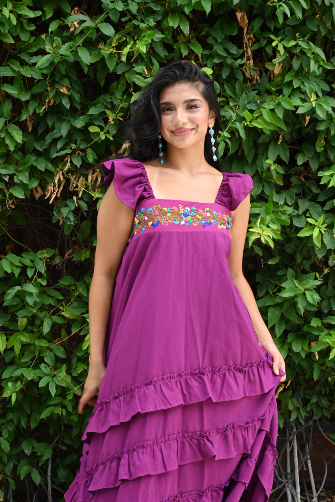 Tolima Ruffle Maxi Dress PLUM