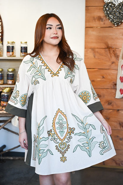 Earthy Sage Oversized Boho Dress