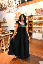 Tolima Ruffle Maxi Dress - BLK