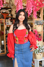 Whimsical Off-Shoulder Puff Sleeve Top