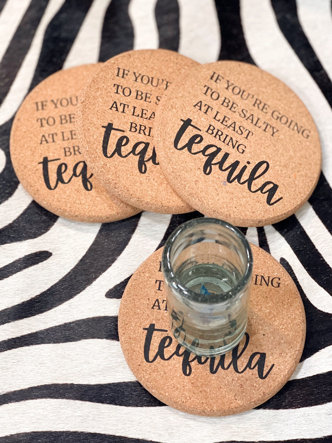 Salty Tequila Cork Coaster Set