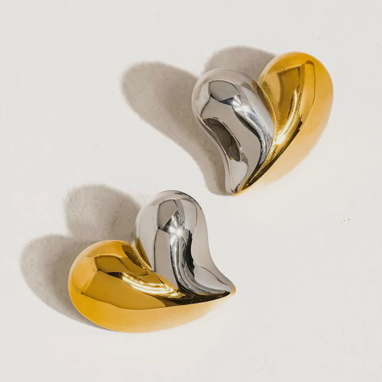 Gold Silver Heart Studs