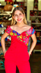 Floral Kahlo Jumper - Red