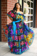 Triple Lace Professional Dress - Blue Silk