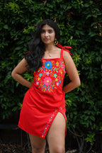 Pétalo Slit Dress - Red
