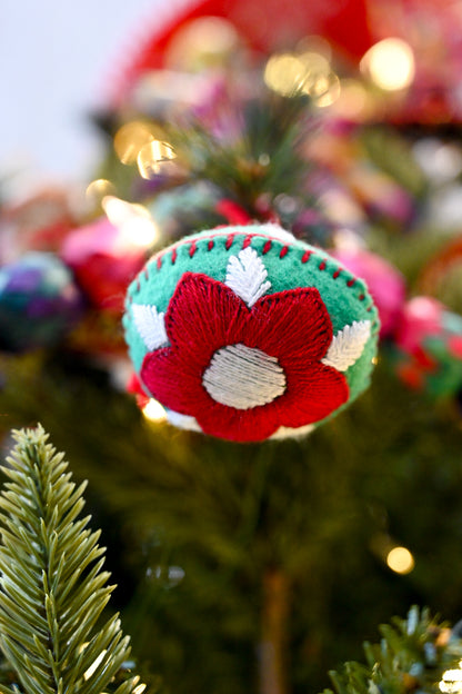 Embroidered Poinsettia Ornament