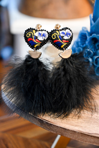 Feathered Heart Earrings