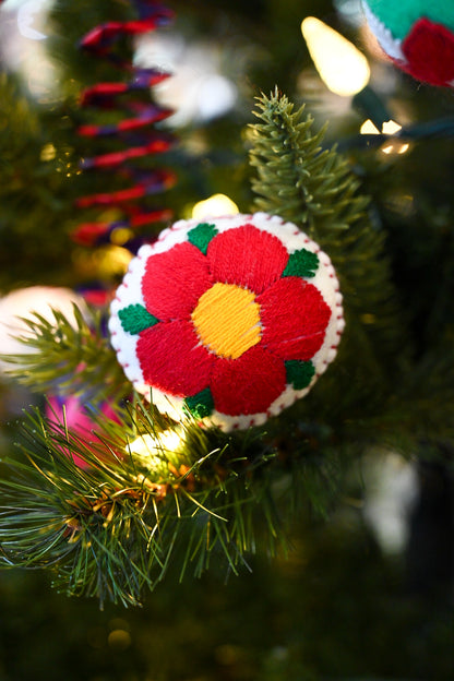 Embroidered Poinsettia Ornament