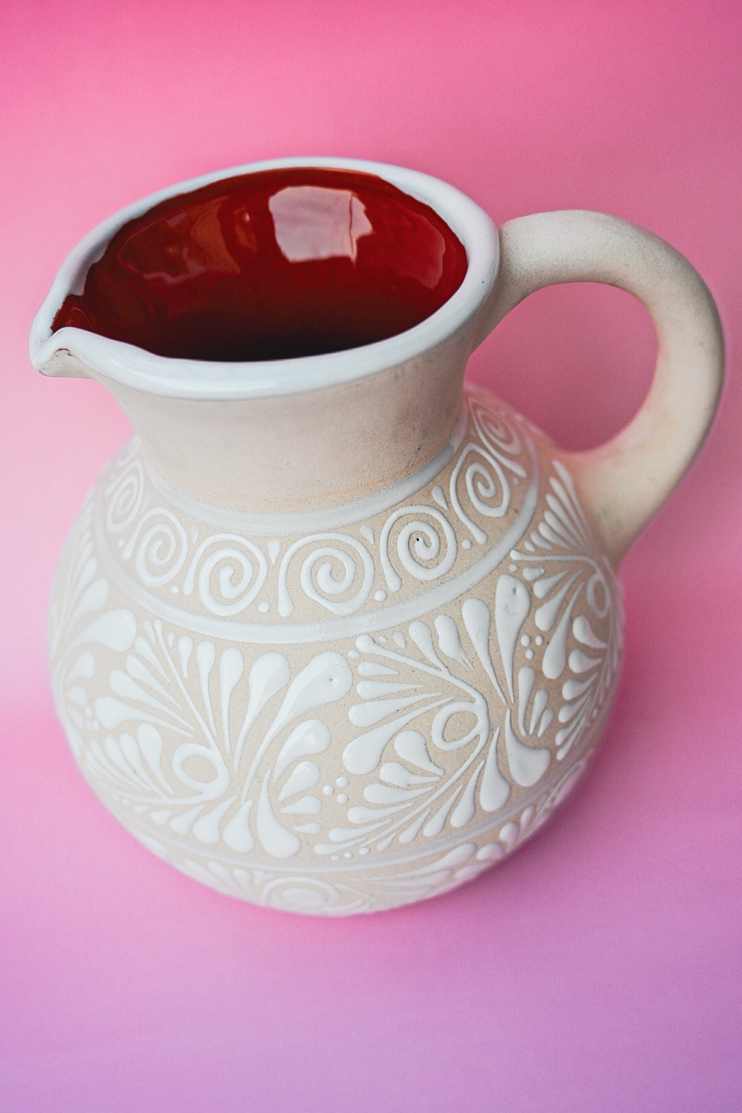 Round Talavera Pitcher - White