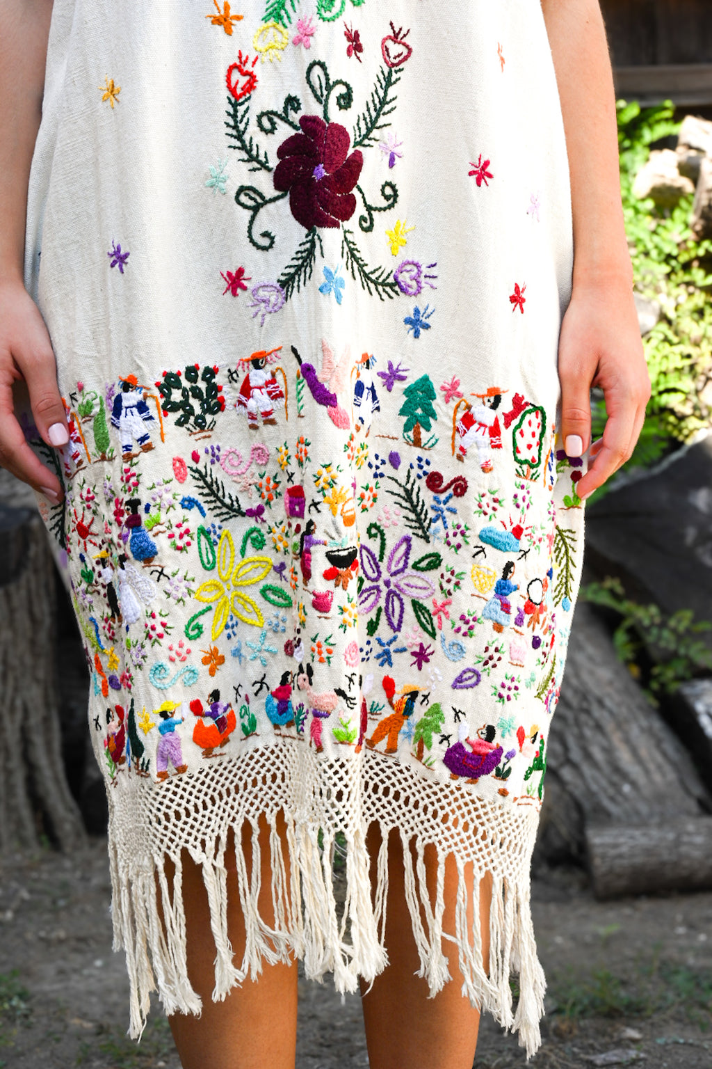 huipil dress Handmade Mexican Embroidered Cotton Dress, Floral Style gauze skirts and shawls available for purchase separately SIZE CHART Embroidered Huipil Mustard/Purple (8-10Y)