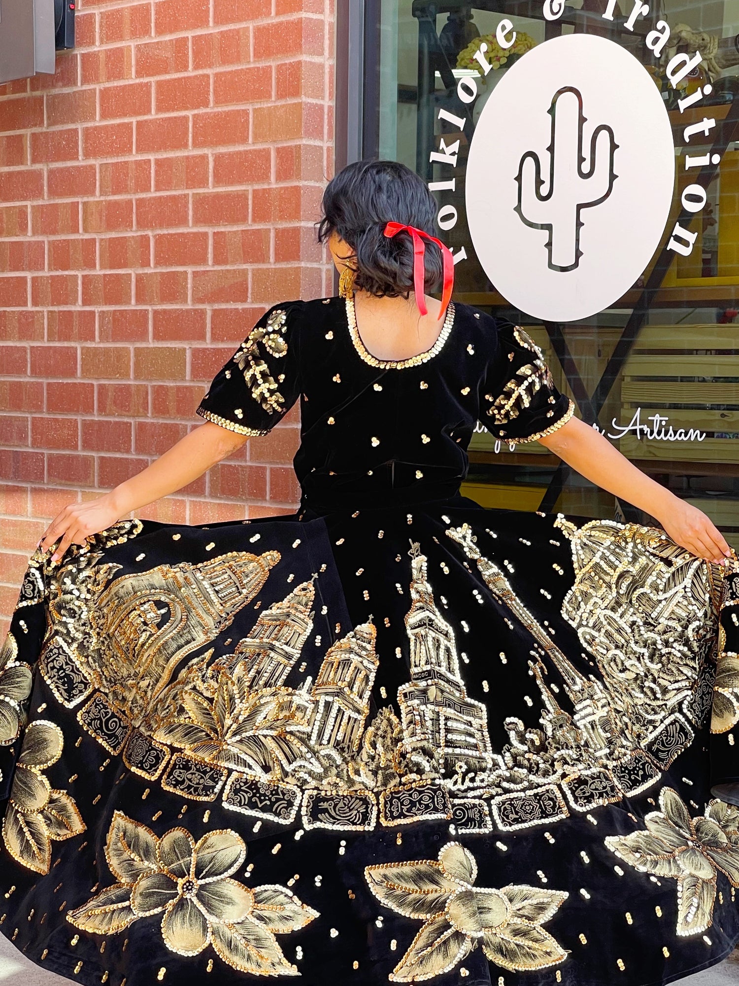 A La Mexicana Velvet Dress