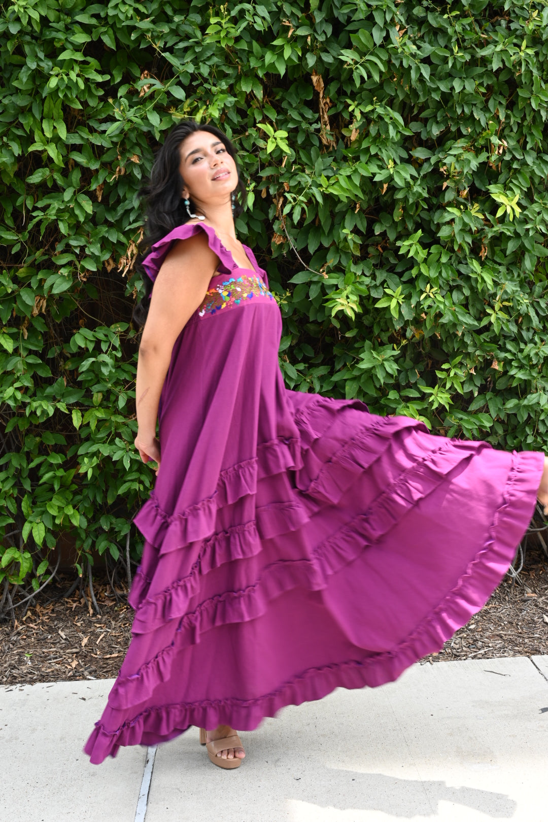 Tolima Ruffle Maxi Dress PLUM