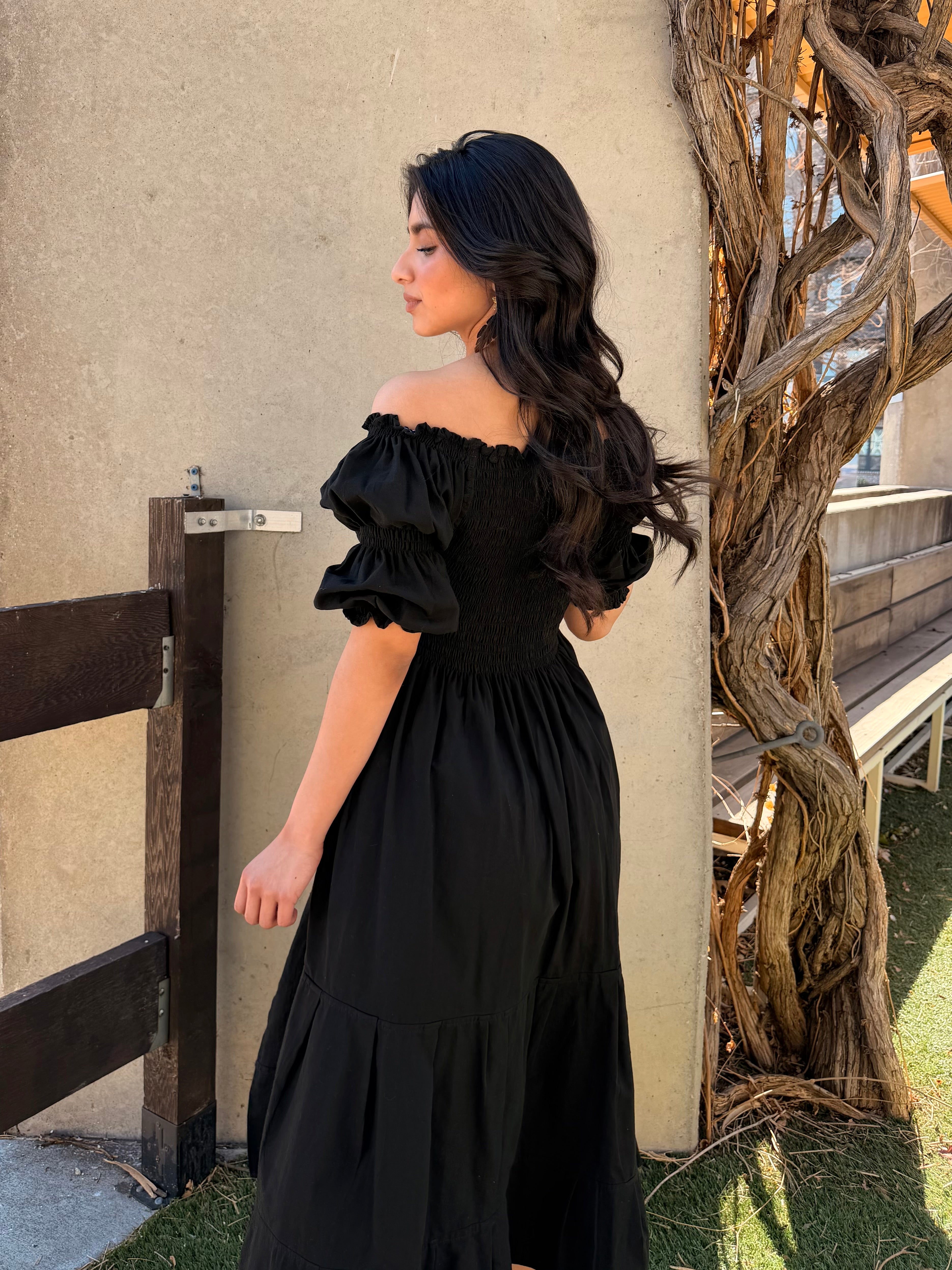 Cassandra Puff-Sleeve Midi Dress