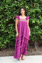 Tolima Ruffle Maxi Dress PLUM