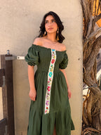 Cassandra Puff-Sleeve Midi Dress