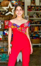 Floral Kahlo Jumper - Red