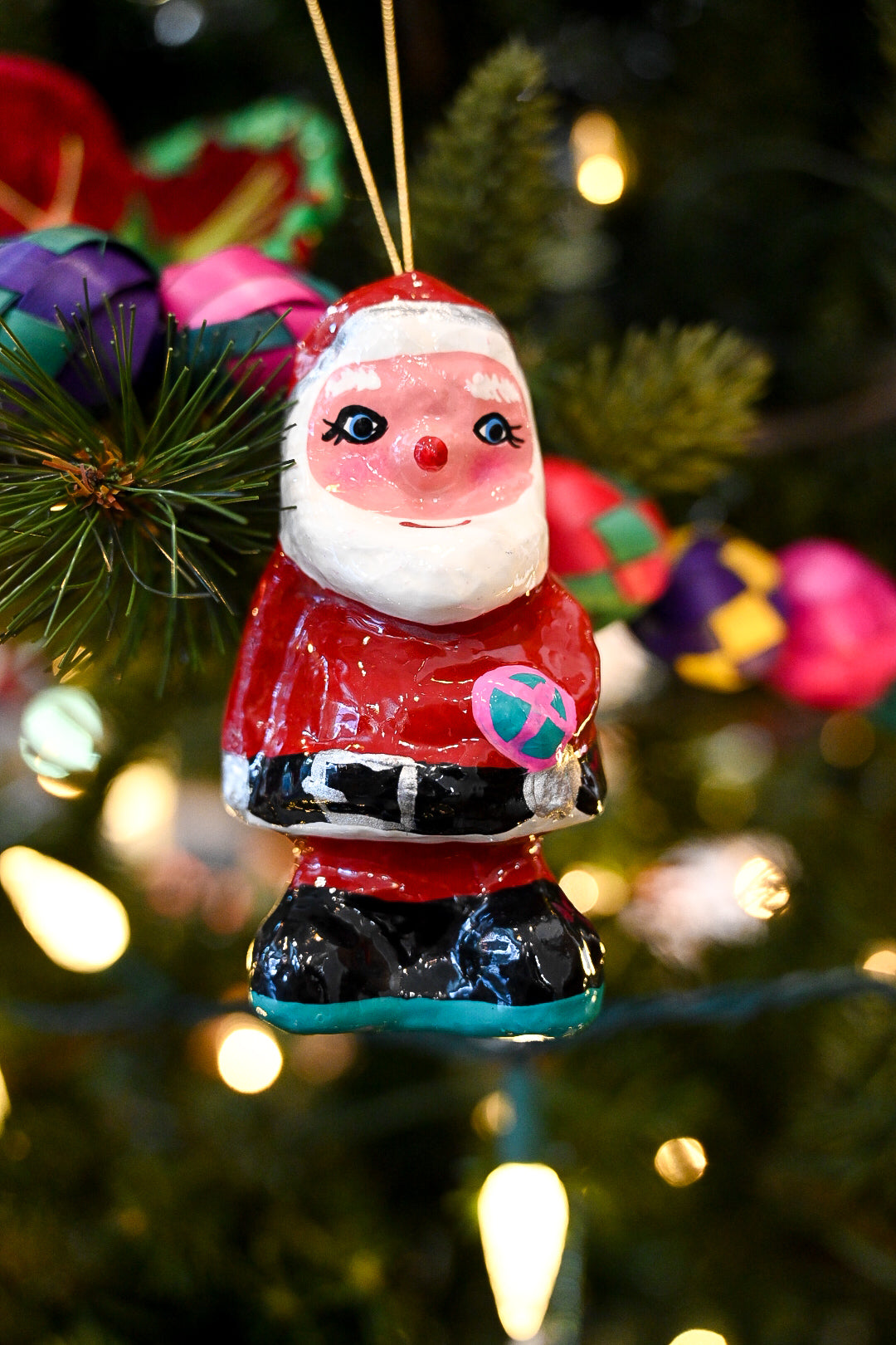 Mache Santa Ornament