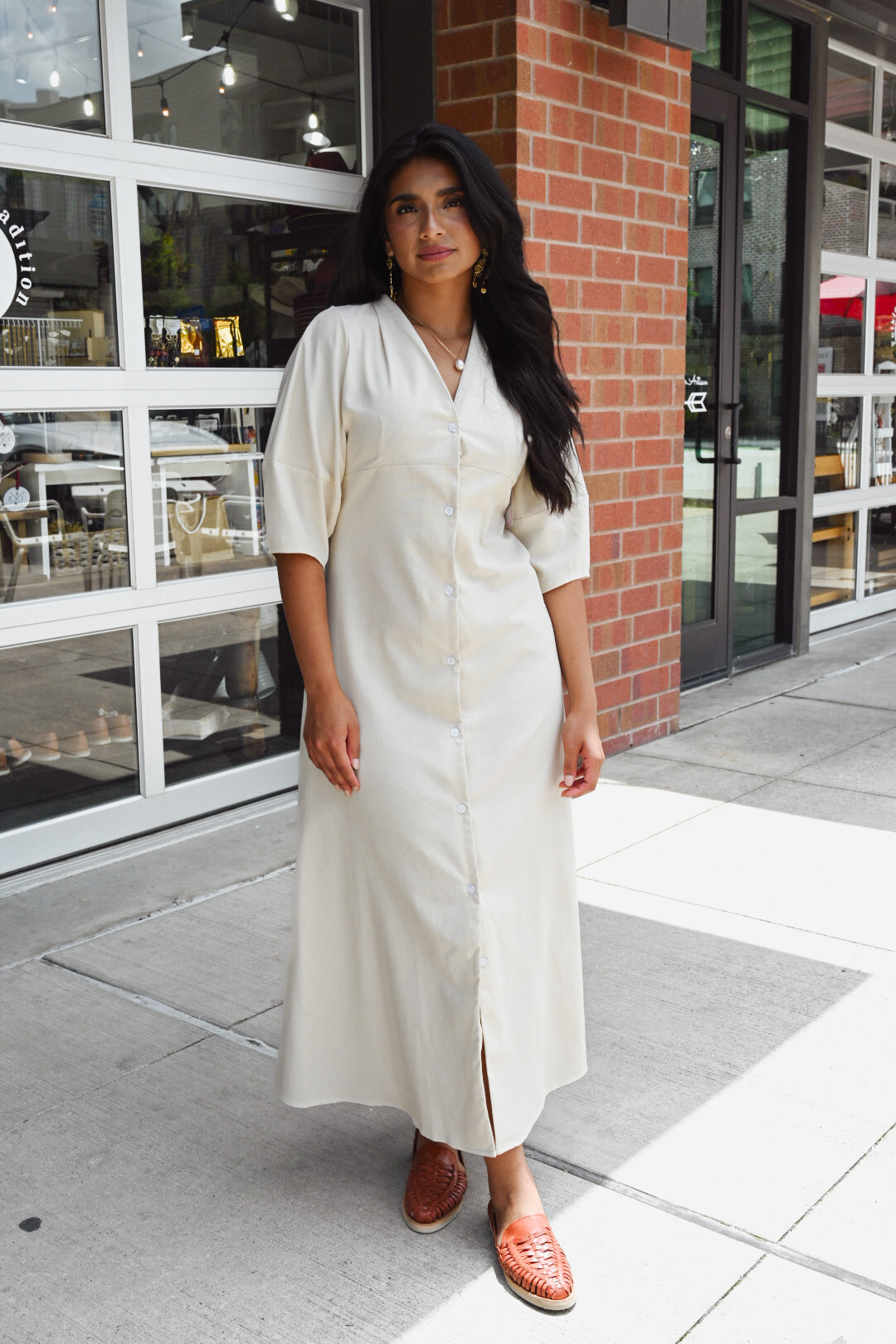 Isela Barrel Sleeve Midi Dress