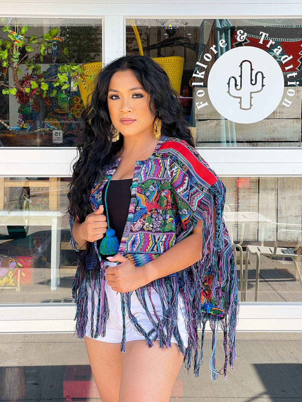 Be Extra Fringe Huipil Cape
