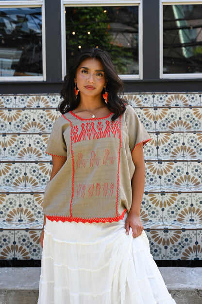 Beige Crochet Huipil