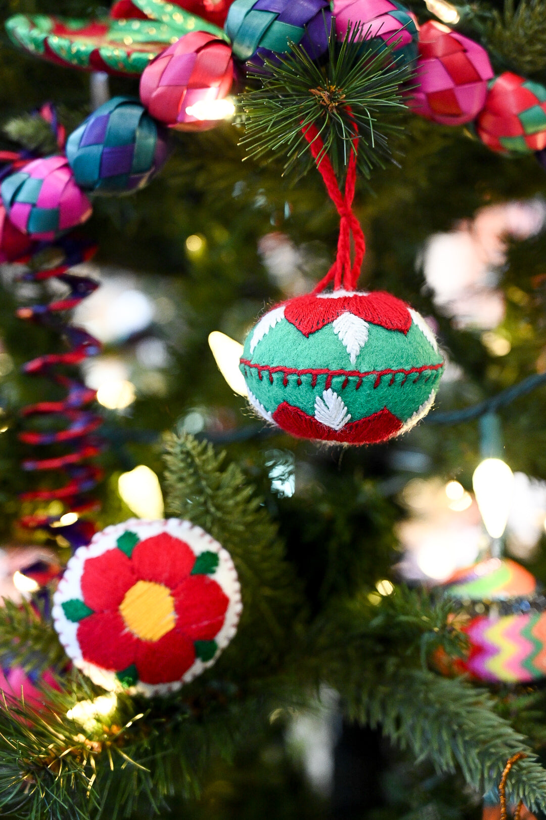 Embroidered Poinsettia Ornament