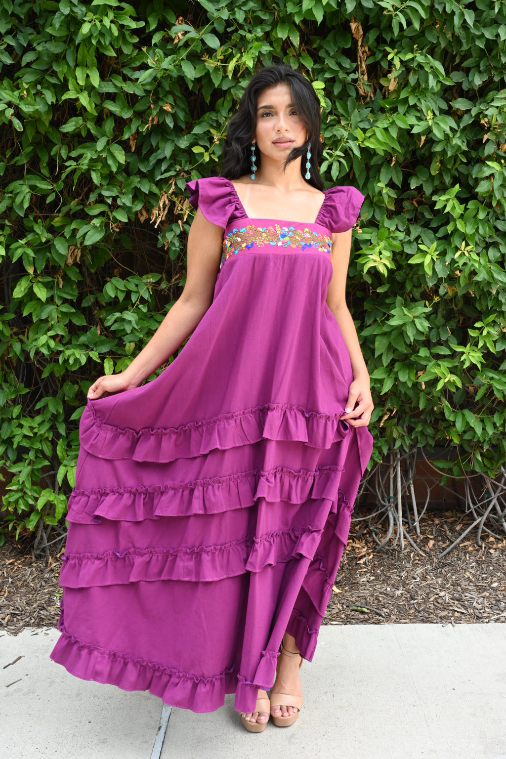 Tolima Ruffle Maxi Dress PLUM