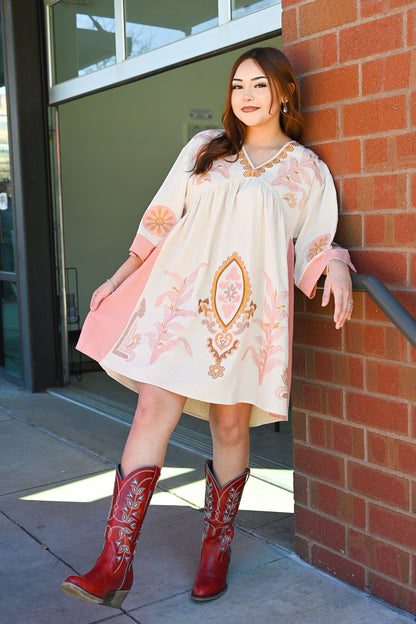 Blushing Rose Oversized Boho Dress