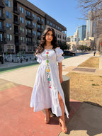 Cassandra Puff-Sleeve Midi Dress