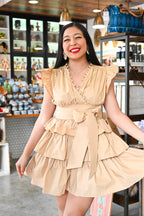 Donna Linda Ruffle Sleeve Dress
