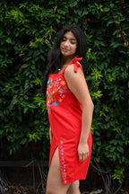 Pétalo Slit Dress - Red