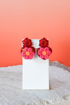 Embroidered Floral Heart Studs